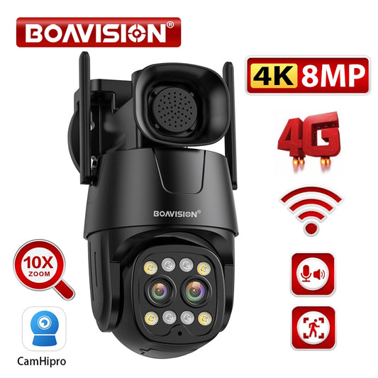 IP Camera Wifi/4G Sim Card PTZ 4MP 8MP Dual Lens 2.8mm-8mm 10X Zoom Outdoor AI Human Tracking Color Night Vision Security Camera - KoukouSmart