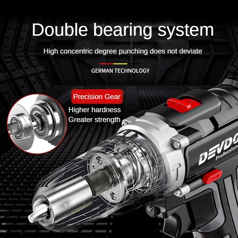 Cordless impact drill high-power hand electric drill lithium battery household dual speed multifunctional electric screwdriver - KoukouSmart