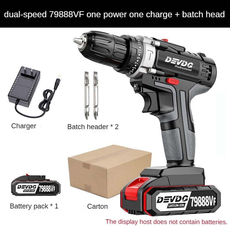 Cordless impact drill high-power hand electric drill lithium battery household dual speed multifunctional electric screwdriver - KoukouSmart