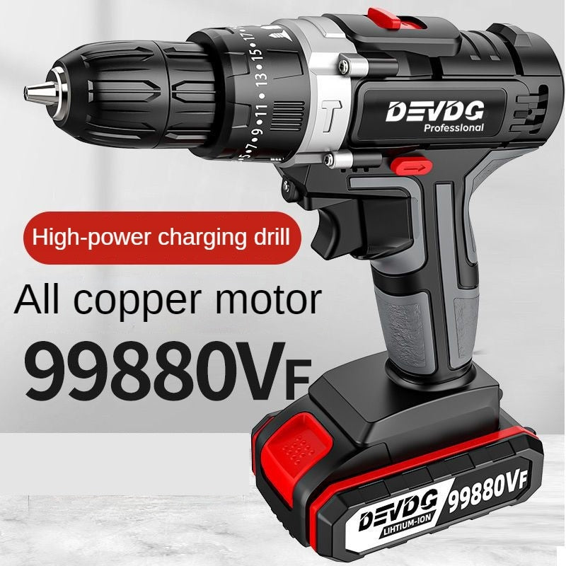 Cordless impact drill high-power hand electric drill lithium battery household dual speed multifunctional electric screwdriver - KoukouSmart